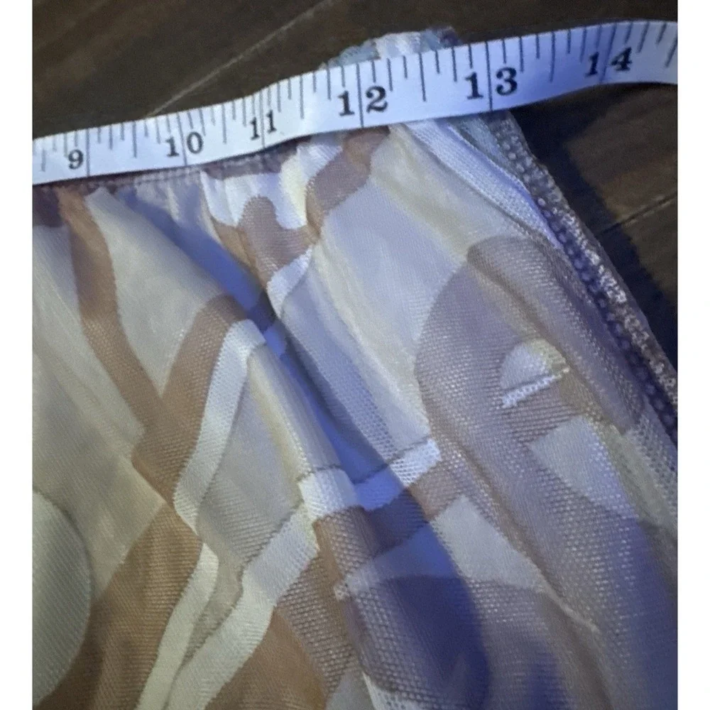 Y2K Mesh Mini Skirt Abstract Swirl Print Stretch Waist Retro‎ Clubwear XS S